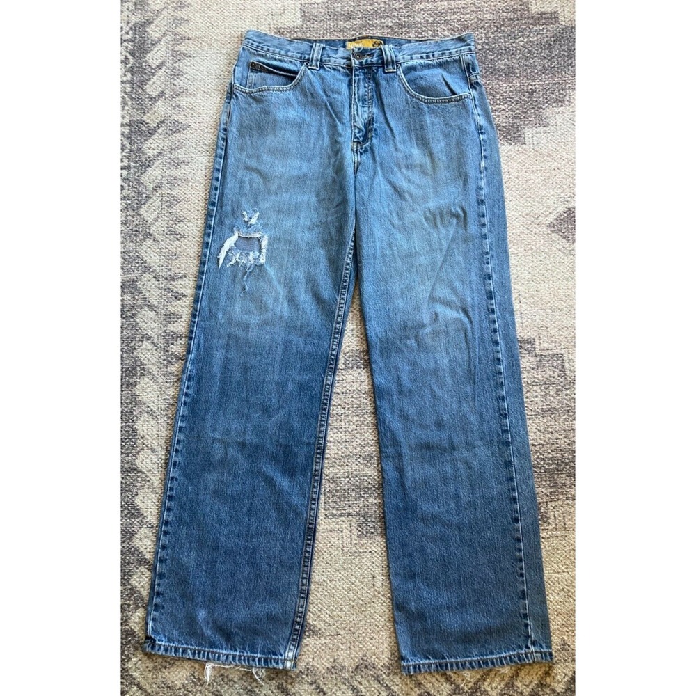 VTG Men's Sz 31x32 ANCHOR BLUE Jeans Relaxed Fit Y2K Grunge Pants